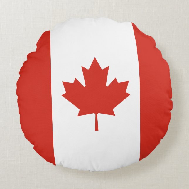 Almofada Redonda Bandeira Canadense Patriota (Frente)