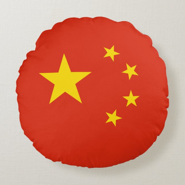 Almofada Redonda Bandeira Chinesa (China) (Frente)