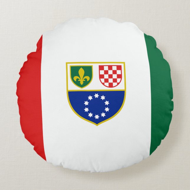 Almofada Redonda Bandeira da Bósnia-Herzegovina (Frente)