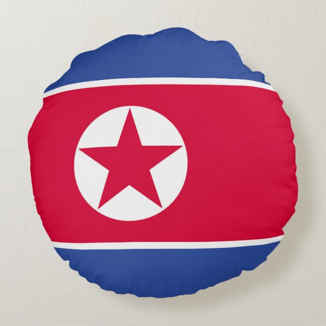 Almofada Redonda Bandeira da Coreia do Norte (Verso)