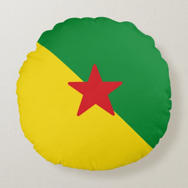 Almofada Redonda Bandeira da Guiana Francesa (Frente)