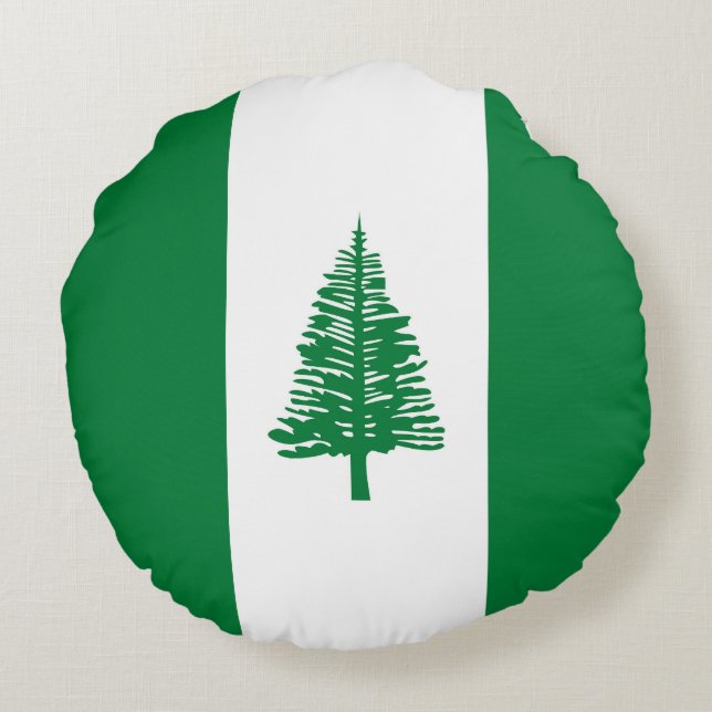 Almofada Redonda Bandeira da Ilha Norfolk (Verso)