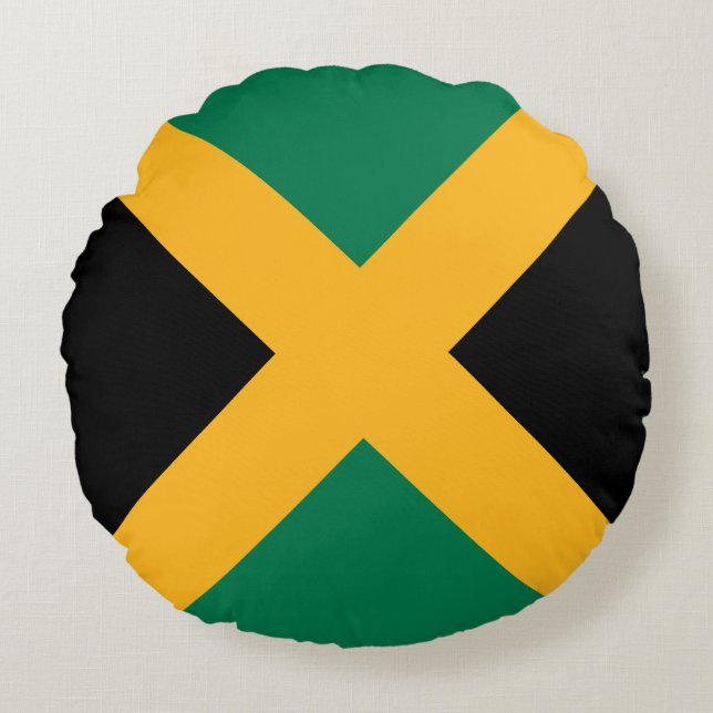 Almofada Redonda Bandeira da Jamaica (Frente)