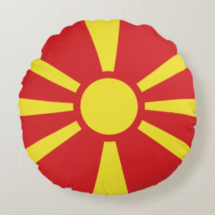 Almofada Redonda Bandeira da Macedônia do Norte