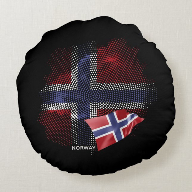 Almofada Redonda bandeira da Noruega (Verso)