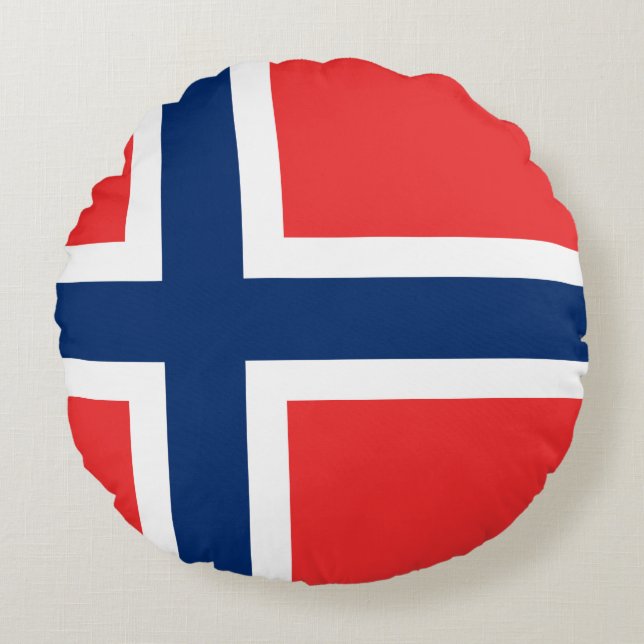 Almofada Redonda Bandeira da Noruega (Noruega) (Frente)