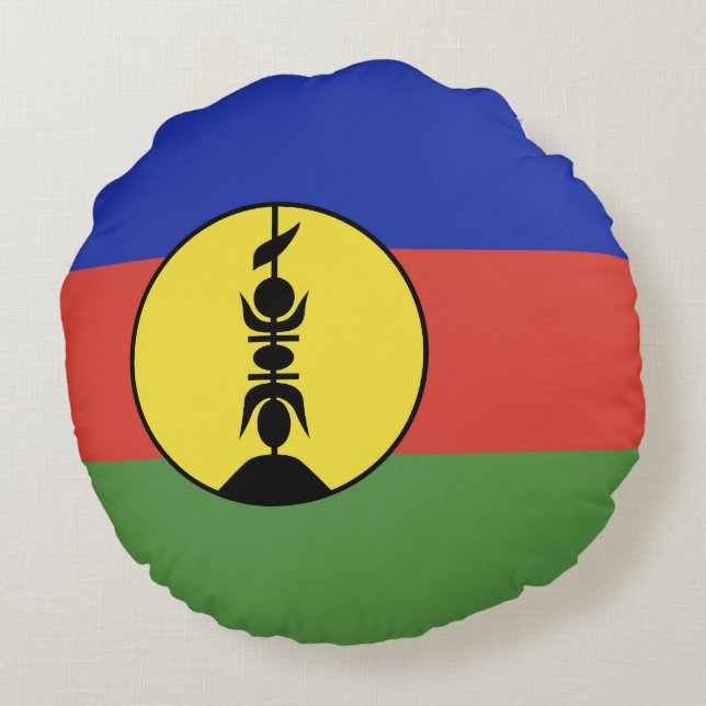 Almofada Redonda Bandeira da Nova Caledónia (Verso)