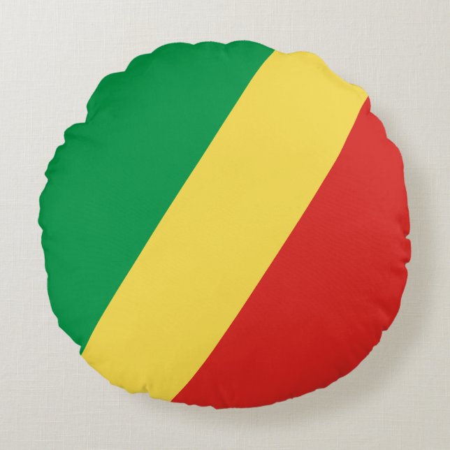 Almofada Redonda Bandeira da República do Congo (Frente)