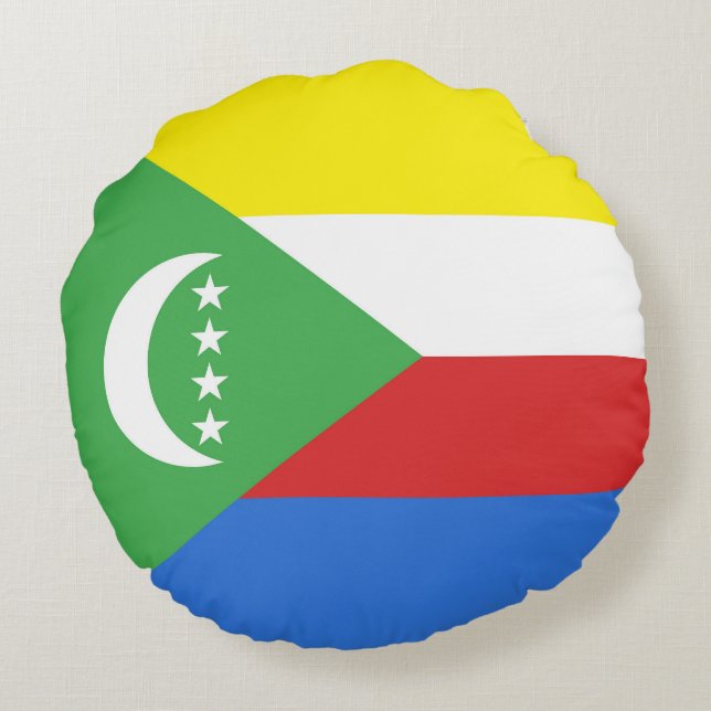 Almofada Redonda Bandeira das Comores (Verso)