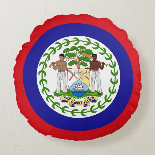 Almofada Redonda Bandeira de Belize (Frente)