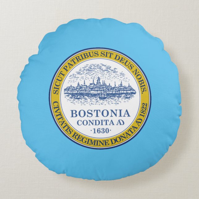 Almofada Redonda Bandeira de Boston (Massachusetts) (Frente)