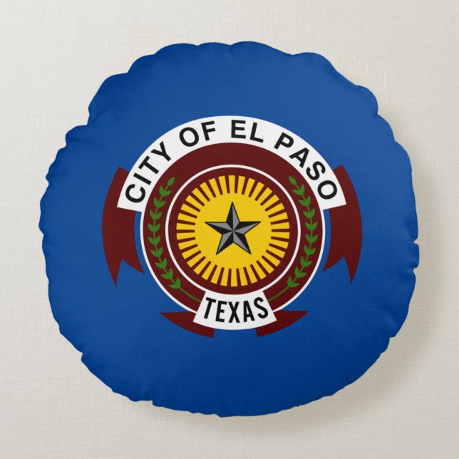 Almofada Redonda Bandeira de El Paso (Texas) (Frente)