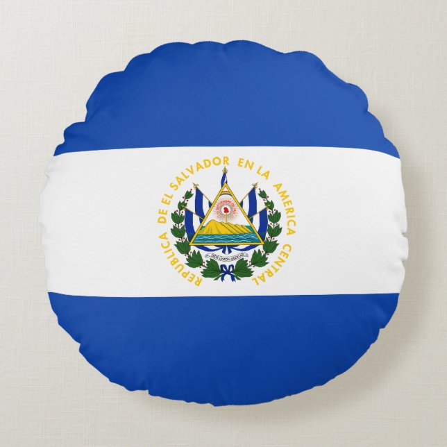 Almofada Redonda Bandeira de El Salvador (Frente)