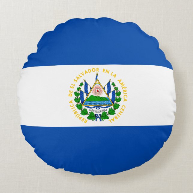 Almofada Redonda Bandeira de El Salvador (Frente)