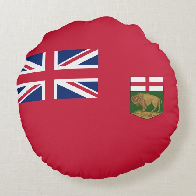 Almofada Redonda Bandeira de Manitoba (Verso)