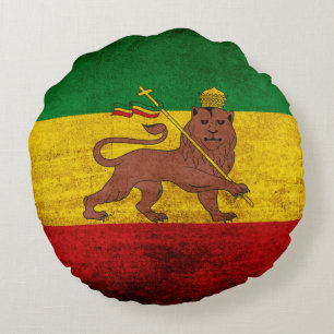Almofada Redonda Bandeira de Rastafarian do Grunge do vintage