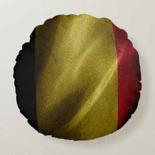 Almofada Redonda Bandeira de seda da Bélgica