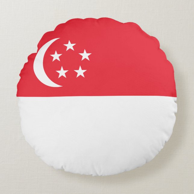 Almofada Redonda Bandeira de Singapura (Frente)