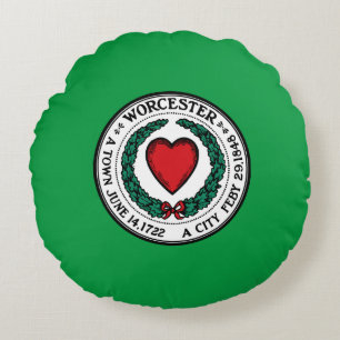 Almofada Redonda Bandeira de Worcester (Massachusetts)