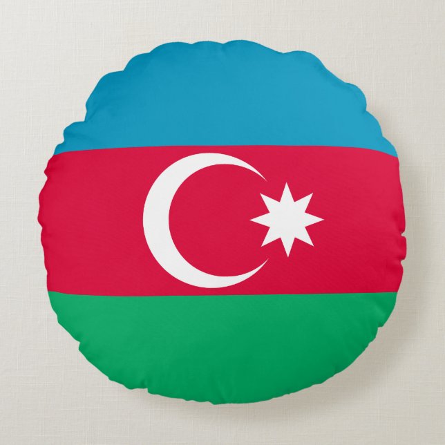 Almofada Redonda Bandeira do Azerbaijão Patriótico (Frente)