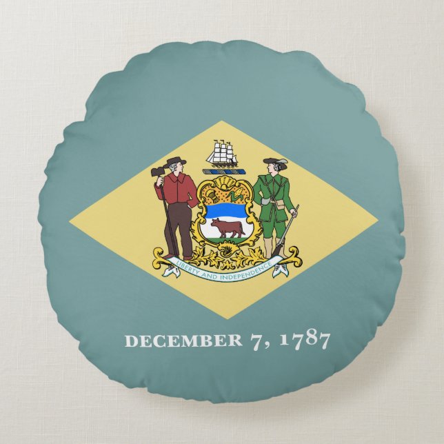 Almofada Redonda Bandeira do Estado de Delaware (Frente)