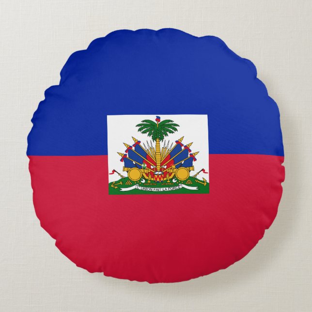 Almofada Redonda Bandeira do Haiti (Haiti) (Frente)