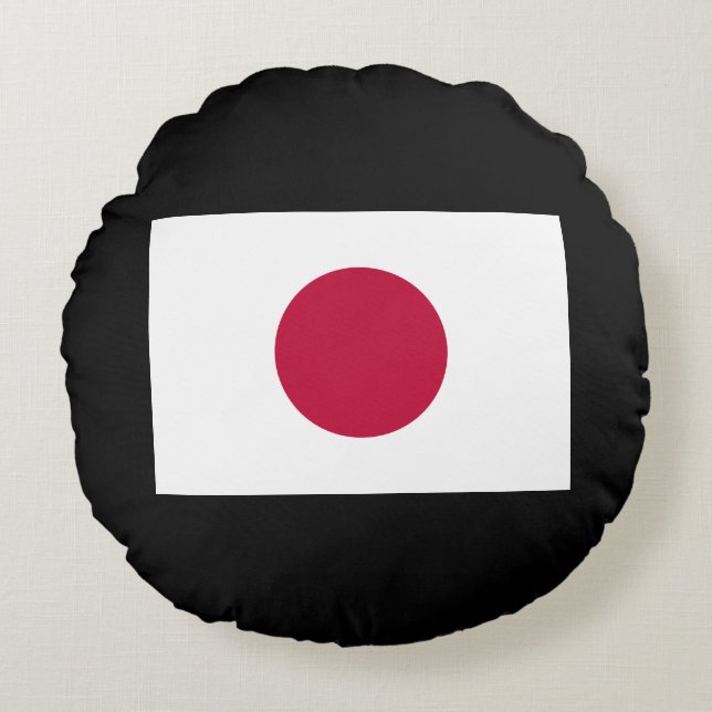 Almofada Redonda Bandeira do Japão: Hinomaru, Nisshōki, Ascensão Ve (Frente)