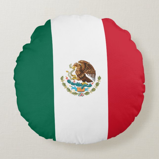 Almofada Redonda Bandeira do México (México) (Frente)
