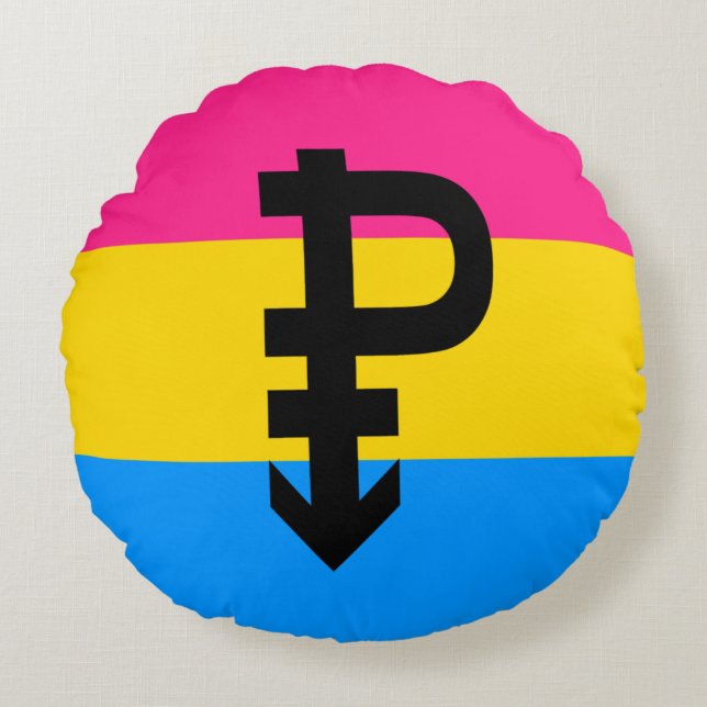 Almofada Redonda Bandeira do Orgulho Pansexual (Frente)