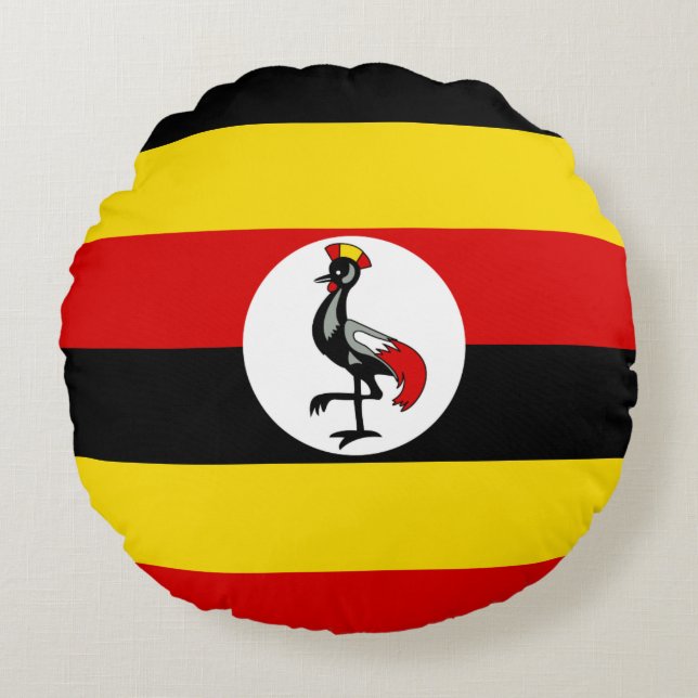 Almofada Redonda Bandeira do Uganda (Frente)