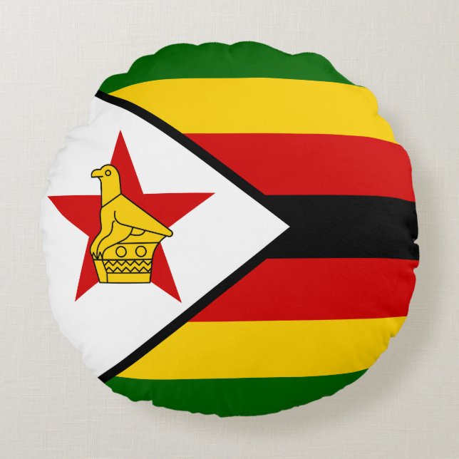 Almofada Redonda Bandeira do Zimbabué (Frente)