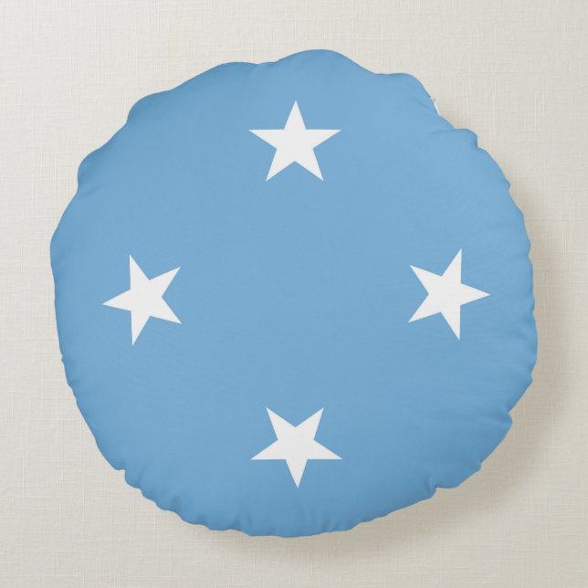 Almofada Redonda Bandeira dos Estados Federados da Micronésia (Verso)