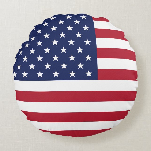 Almofada Redonda Bandeira dos Estados Unidos (Frente)