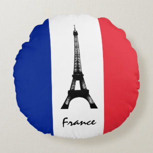 Almofada Redonda Bandeira francesa e Torre Eiffel - França/adeptos