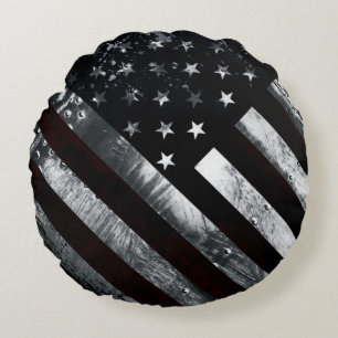 Almofada Redonda Bandeira Industrial American Patriótica