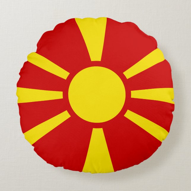 Almofada Redonda Bandeira Macedônia (Macedônia) (Frente)