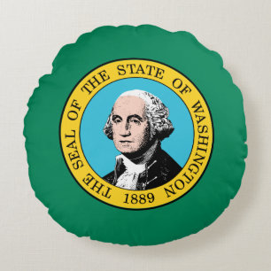 Almofada Redonda Bandeira Patriótica do Estado de Washington