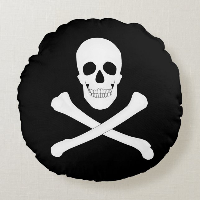 Almofada Redonda Bandeira Pirate (Jolly Roger) (Frente)
