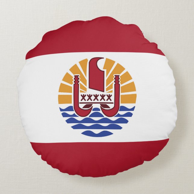 Almofada Redonda bandeira Polinésia Francesa (Verso)