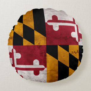 Almofada Redonda Bandeira resistida do estado de Maryland do