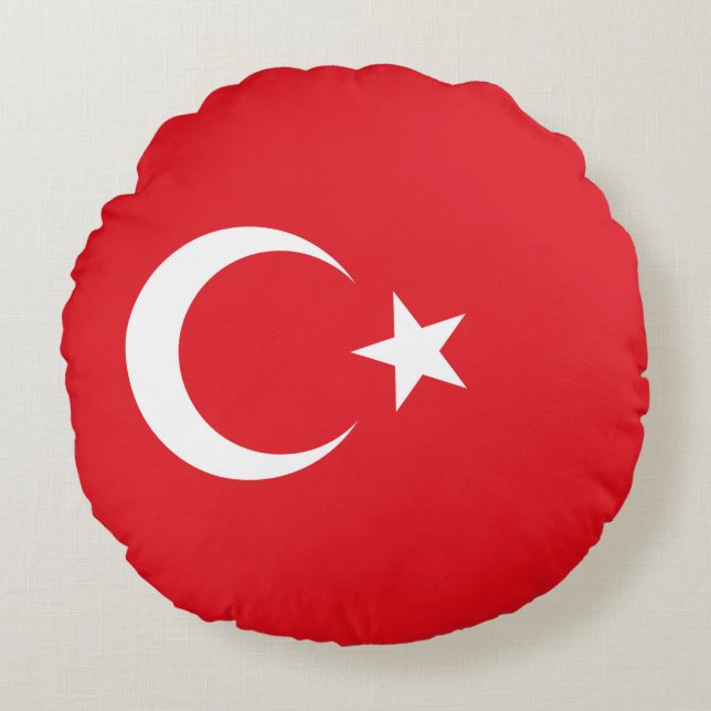 Almofada Redonda Bandeira Turca (Turquia) (Frente)