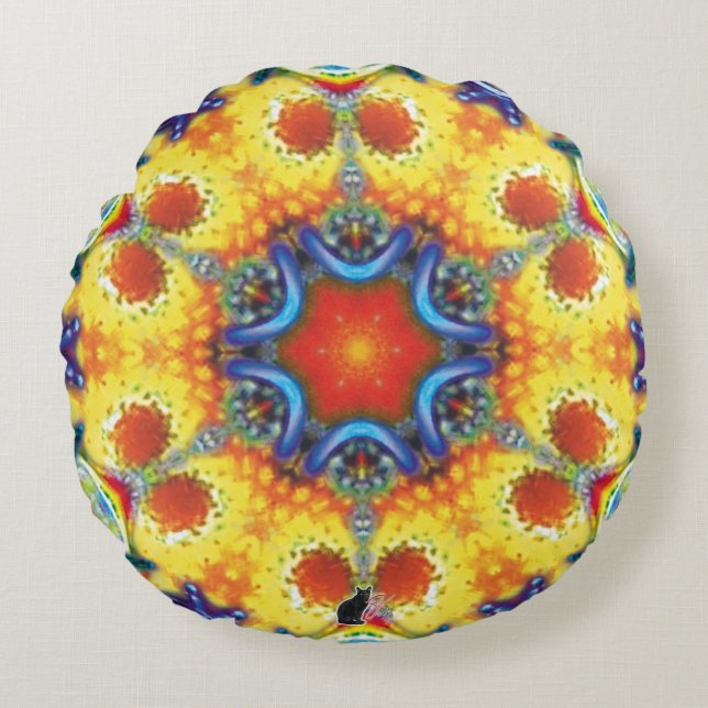 Almofada Redonda BannaPuddin Kaleidoscópio (Frente)