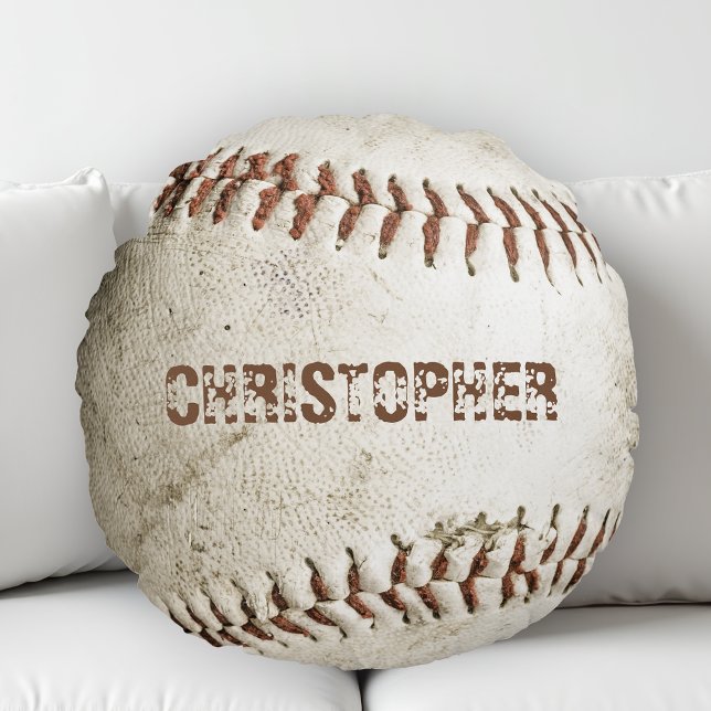 Almofada Redonda Baseball Vintage Personalizado (Criador carregado)
