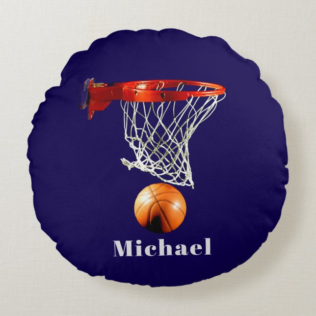 Almofada Redonda Basketball Replace with Your Name (Frente)