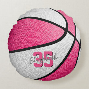 Almofada Redonda basquete personalizado branco rosado feminino