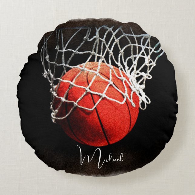 Almofada Redonda Basquete Seu Nome (Frente)