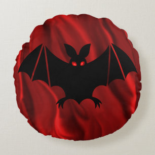 Almofada Redonda Bat dos Vampiros no Dia das Bruxas Vermelhas