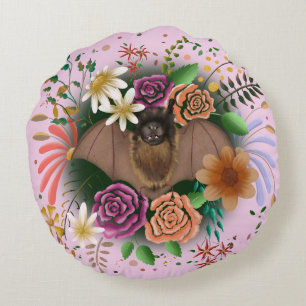 Almofada Redonda Bat Flowers Floral Botânica