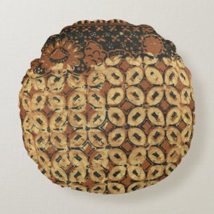 Almofada Redonda Batik Earthy Café Bean Elegante Rustic Rugged
