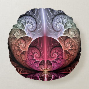 Almofada Redonda Batimento cardíaco, Arte fractal abstrata surreal